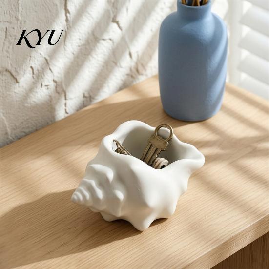 Modern Minimalist Home Decor Ornaments 3D Printed Conch Shell Storage Dish, Seashell Trinket Tray for Jewelry Simulation Sculpture Bedroom Keys, Ocean