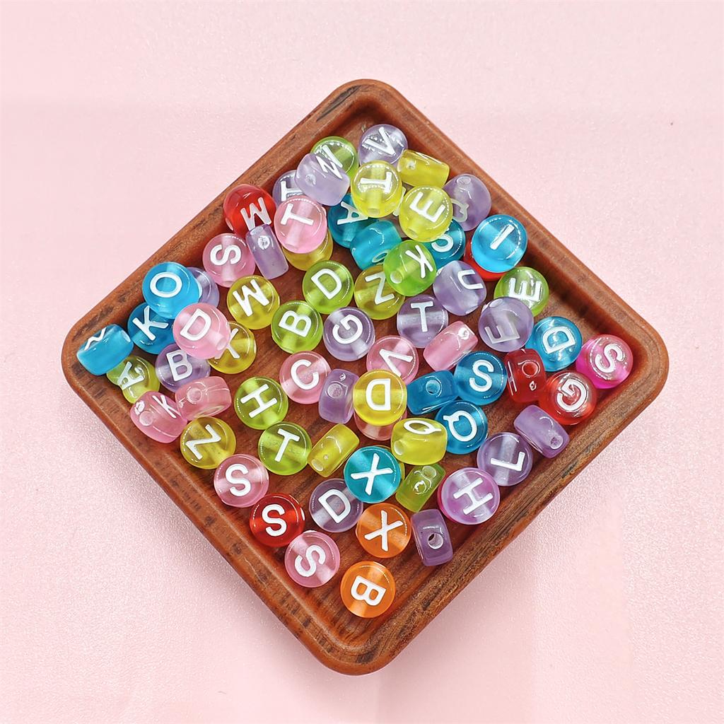 100Pcs Letter Jewelry Accessories Mixed Color Flat Bead Acrylic Loose Beads Square Bead New High-quality
