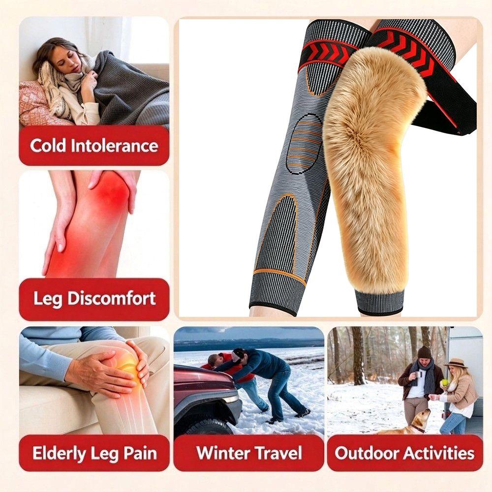 Elastic Warm Knee Pads with Straps Windproof Thermal Leg Warmers Old Cold Legs