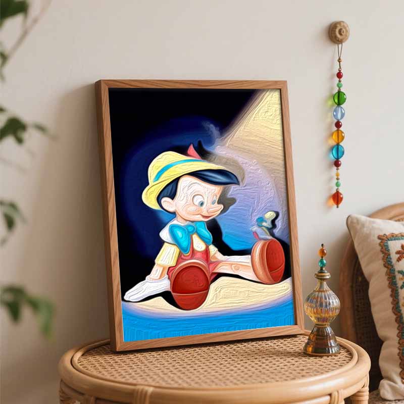 Disney oil painting painting art Pinocchio Jiminy Cricket handmade diy painting home decoration gift