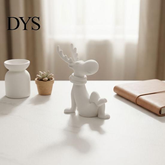 Уникальные Рождественские Новогодние Подарки 3D Печатная Фигурка Оленя, Милая Сидящая Статуэтка с Шарфом, Креативные Домашние Акценты для Полок, Декор Стола с Оленем