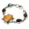 Picture Jasper Labradorite Gemstone 925 Silver Plated Jewelry Bracelet 6-8"