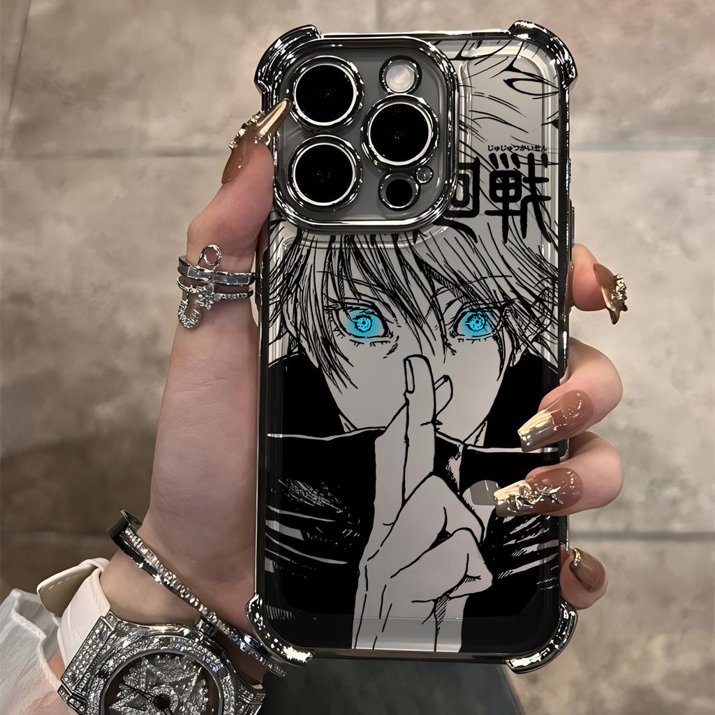 Чехол для телефона Аниме Jujutsu Kaisen Для iPhone 17 Air 16 e 15 14 13 12 11 Plus Mini Pro Max X XR XS SE Ударопрочный Позолоченный чехол Годжо