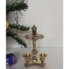 Brass Crucifix Cross Statue | Idol Jesus Christ On Cross with Candle Stand Prayer | Worship Home Office Decoration Golden Antique Finish (5 Inch) New