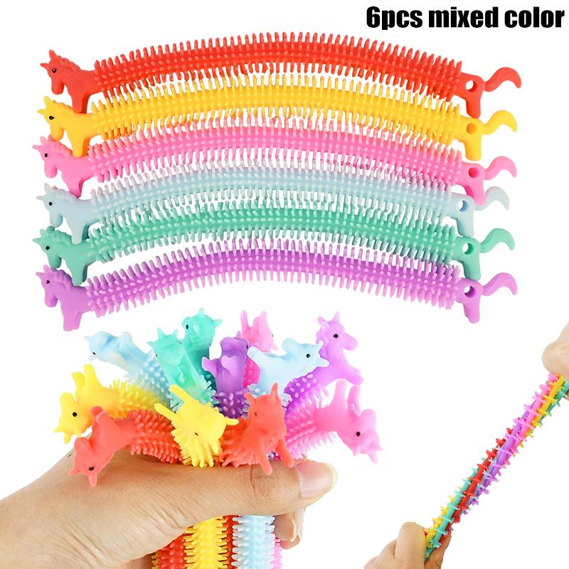 6/12 шт. браслеты из эластичной нити в виде единорога, сенсорная игрушка-фиджет, детский подарок на день рождения, подарок на день рождения, наполнитель для пиньяты, антистресс