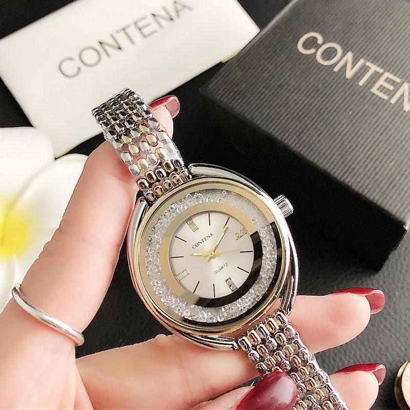 Rhinestone Ladies Stainless Steel Watch CONTENA Gold Women's Watch Diamonds Ceasuri Quartz Wristwatches Clock