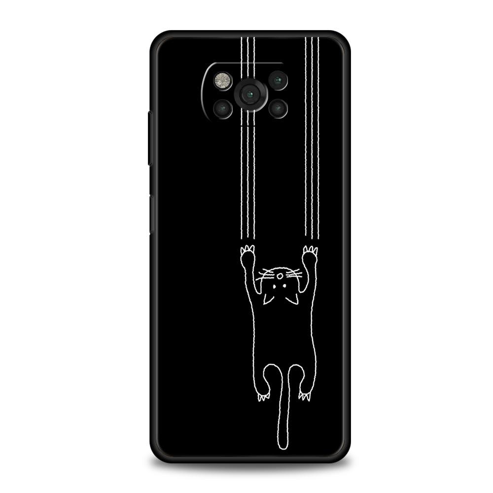 Черный кот Мультяшный Милый Чехол для Телефона Для Xiaomi Poco X5 Pro X4 X3 NFC F5 Pro F4 F3 GT M5 M4 Pro 5G M3 C51 C50 C55 Мягкий Чехол