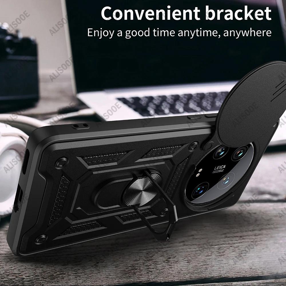 Чехол Armor Funda для Xiaomi 14 Ultra, защитное кольцо для объектива камеры, чехол-подставка для Xiaomi 14 Ultra Capa