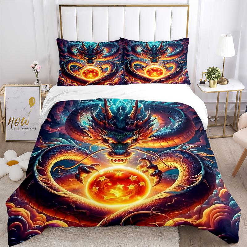 3pcs Dragon Heart Printed Bedding Set, Soft and Comfortable Quilt Cover for Bedroom, Guest Room (1 Duvet Cover + 2 Pillowcases, Pillow Core Not I