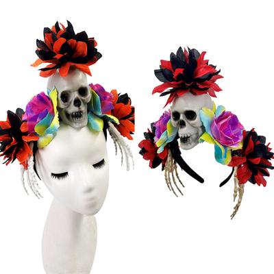 Реалистичная повязка на голову в виде черепа, скелета, руки для Хэллоуина, костюмированных вечеринок и жутких мероприятий с разноцветными цветами для женщин и мужчин