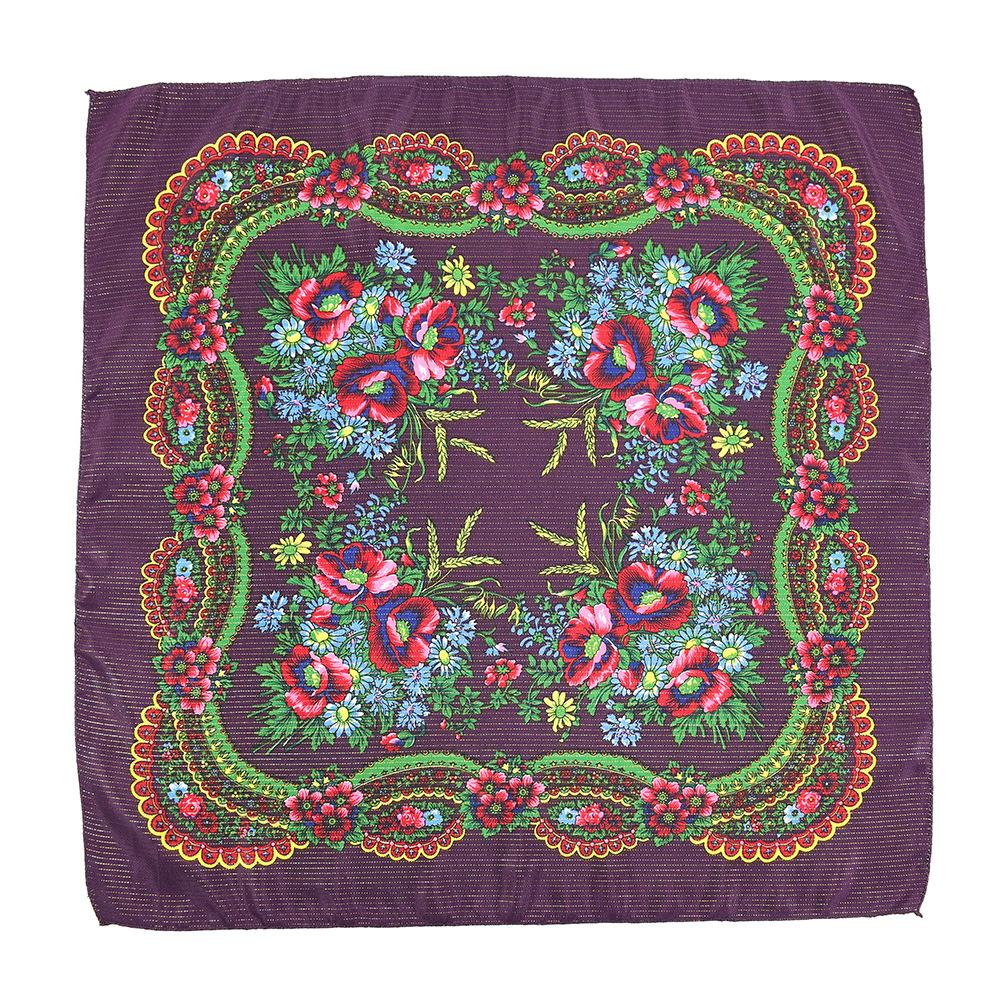 70*70 см золотой нитью с цветочным принтом русский квадратный шарф для женщин