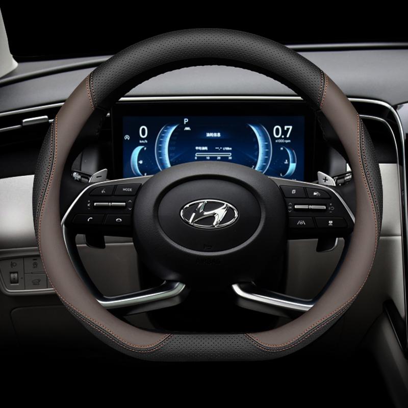 Кожаная накладка на руль автомобиля для Hyundai Tucson Nx4 Santa Fe Mx5 Elantra N Palisade Creta Grand Kona 2024 2025 Аксессуары