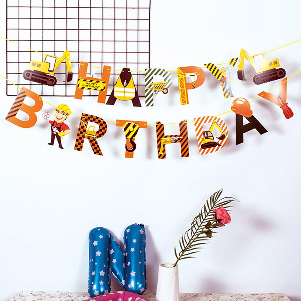 2 шт. Инженерная машина вытягивает цветы С Днем Рождения Баннер Украшения Строительство Fornite Орнамент Дом Ребенок