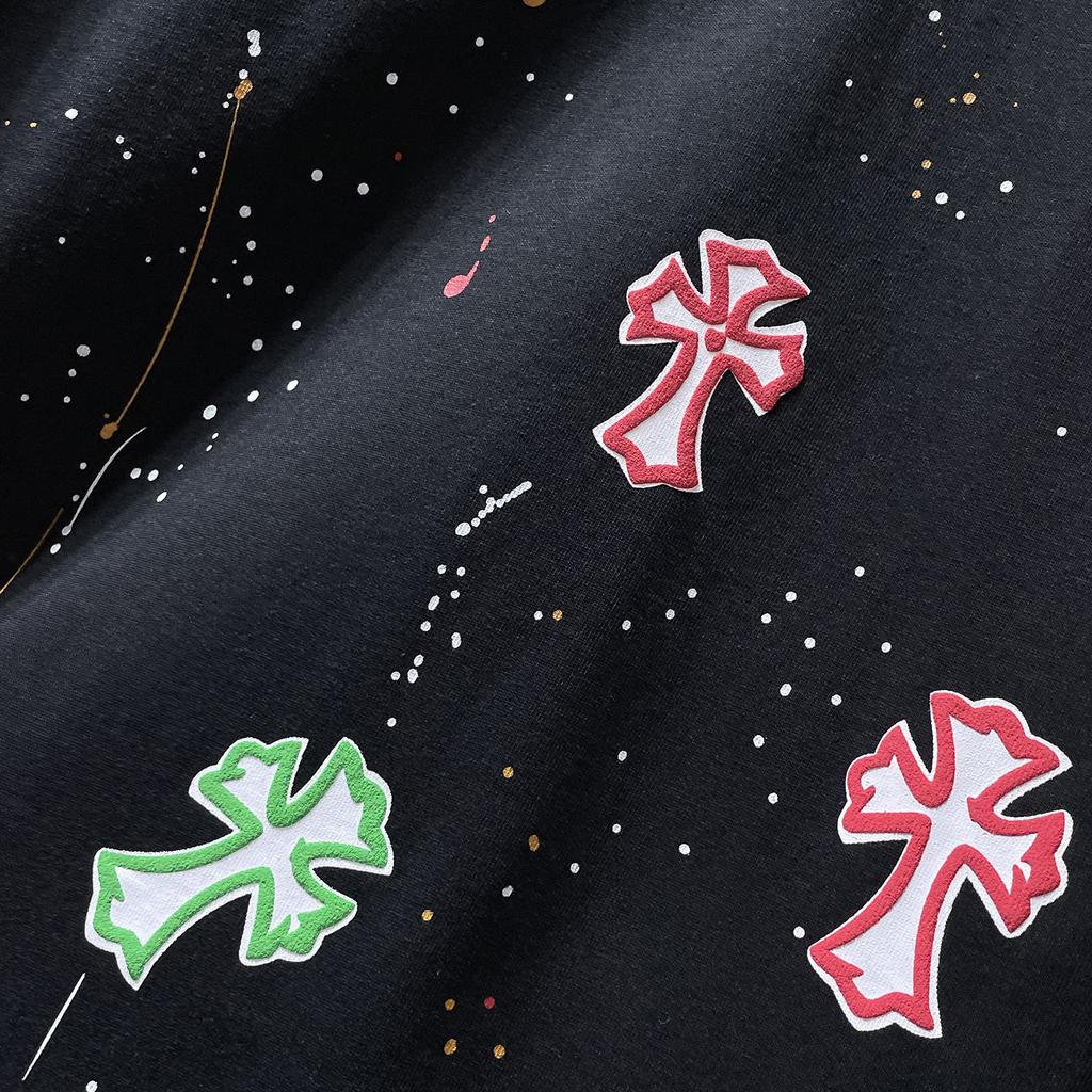 8965 CHROME HEARTS Лето 2026 Новая Высококачественная Хлопковая Свободная Футболка Большого Размера с Круглым Вырезом для Мужчин и Женщин Футболка для Пары