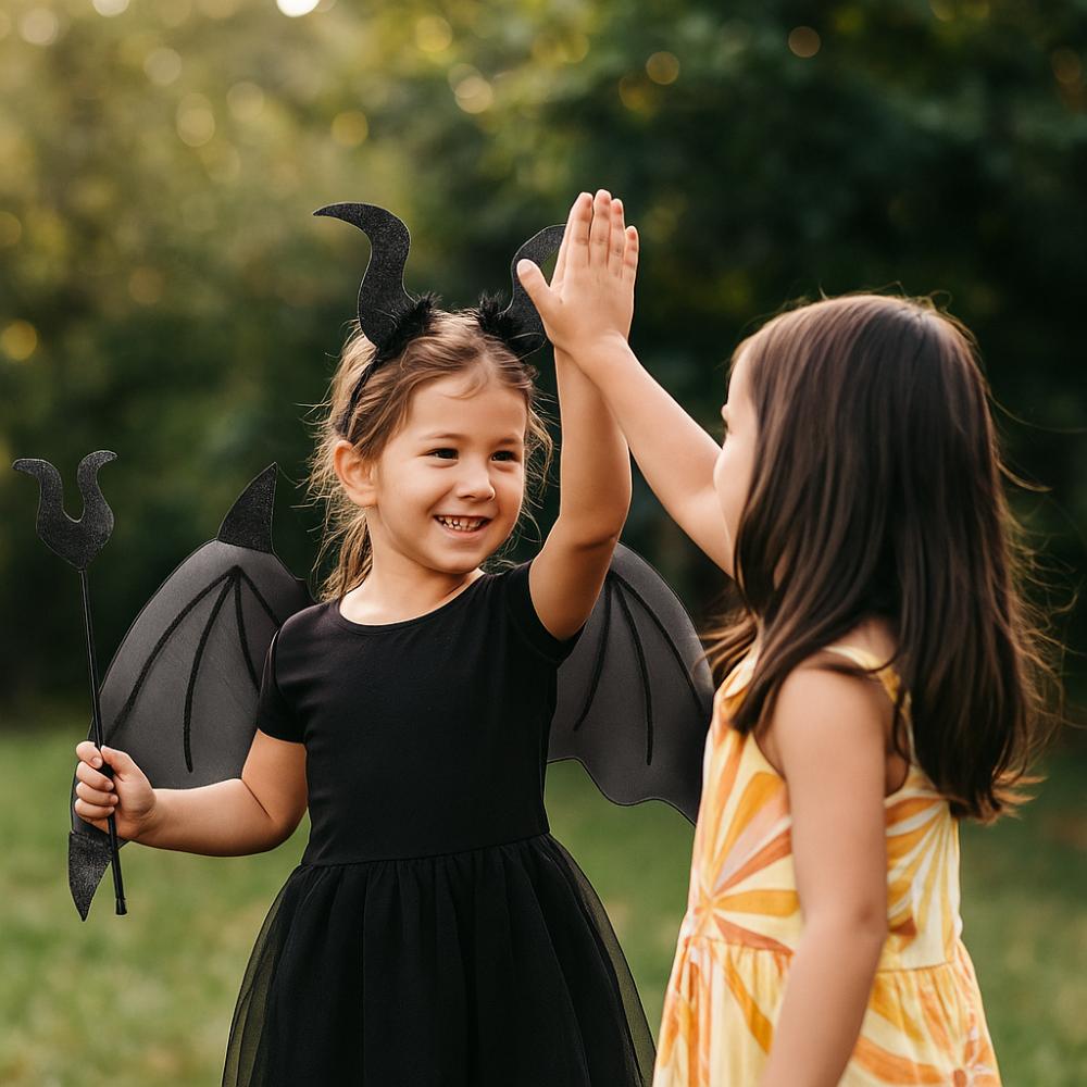 3Pcs/Set Demon Horn Hair Band Halloween Cosplay Props Funny Demon Wings Set  Costume Party