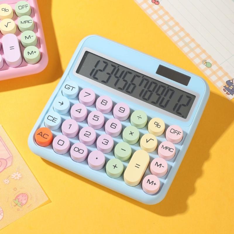 Cute 12 Digit Large LCD Display Calculator Mechanical Switches Calculator with Large LCD Display for Office Work Student