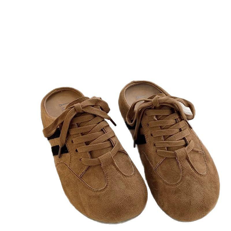 2025 New Bag Head Half Slippers Women Wear Spring Retro German Training Shoes Comfortable Women's Thick Soles Without Heels Lazy Shoes