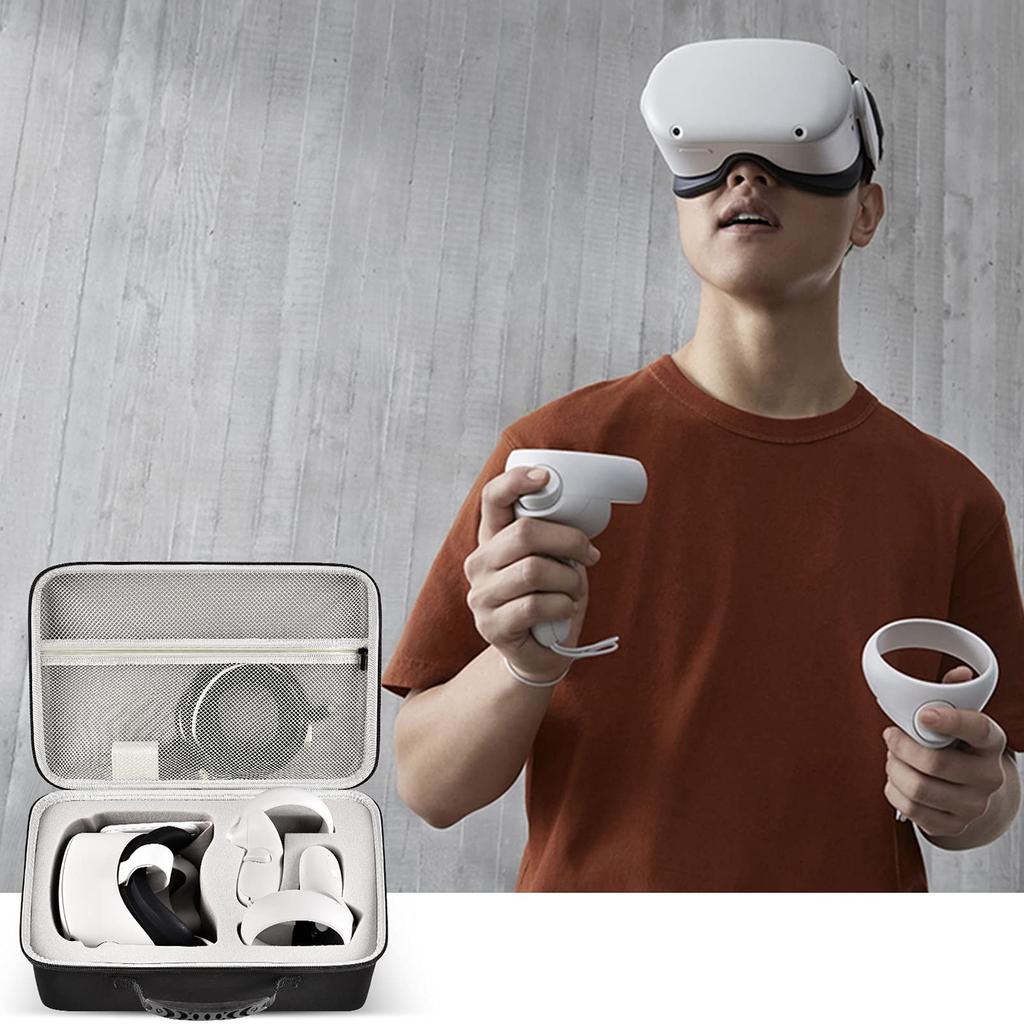 Жесткий чехол для переноски Quest 2 VR Gaming Portable Travel Cover Сумка для хранения с силиконовой крышкой для лица Защитная линза для Quest 2 Аксессуары Meta/Oculus