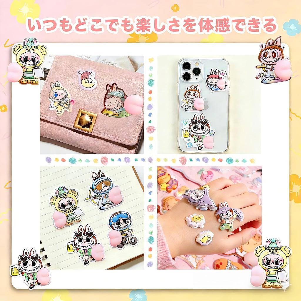 Набор из 6 Сквиши-Попок 3D Тактильный Дизайн для Смартфона DIY Милые Животные Подарки для Мальчиков и Девочек Наклейки, Мраморной Формы, Планировщики, Чехлы, Украшения,