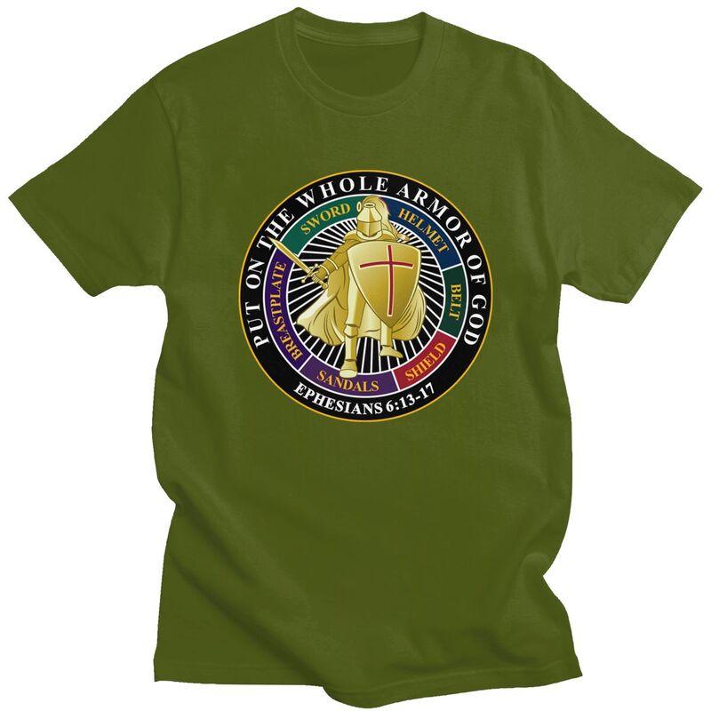 Custom Armor Of God Crusader Knight Templar T Shirt for Men Pure Cotton Tshirt Fashion Tees Tshirts Slim Fit