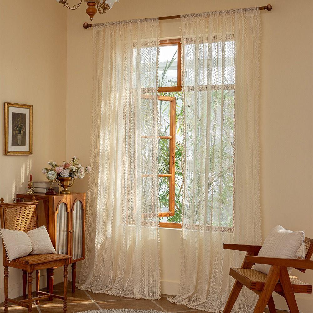 Кружевной тюль в стиле бохо для окон, 140 м, затемняющие шторы из вуали, тюлевые занавески, домашний декор