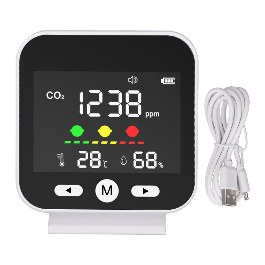 Air Quality Monitor High Accuracy 400‑5000ppm CO2 Temperature Humidity Detector for Desk