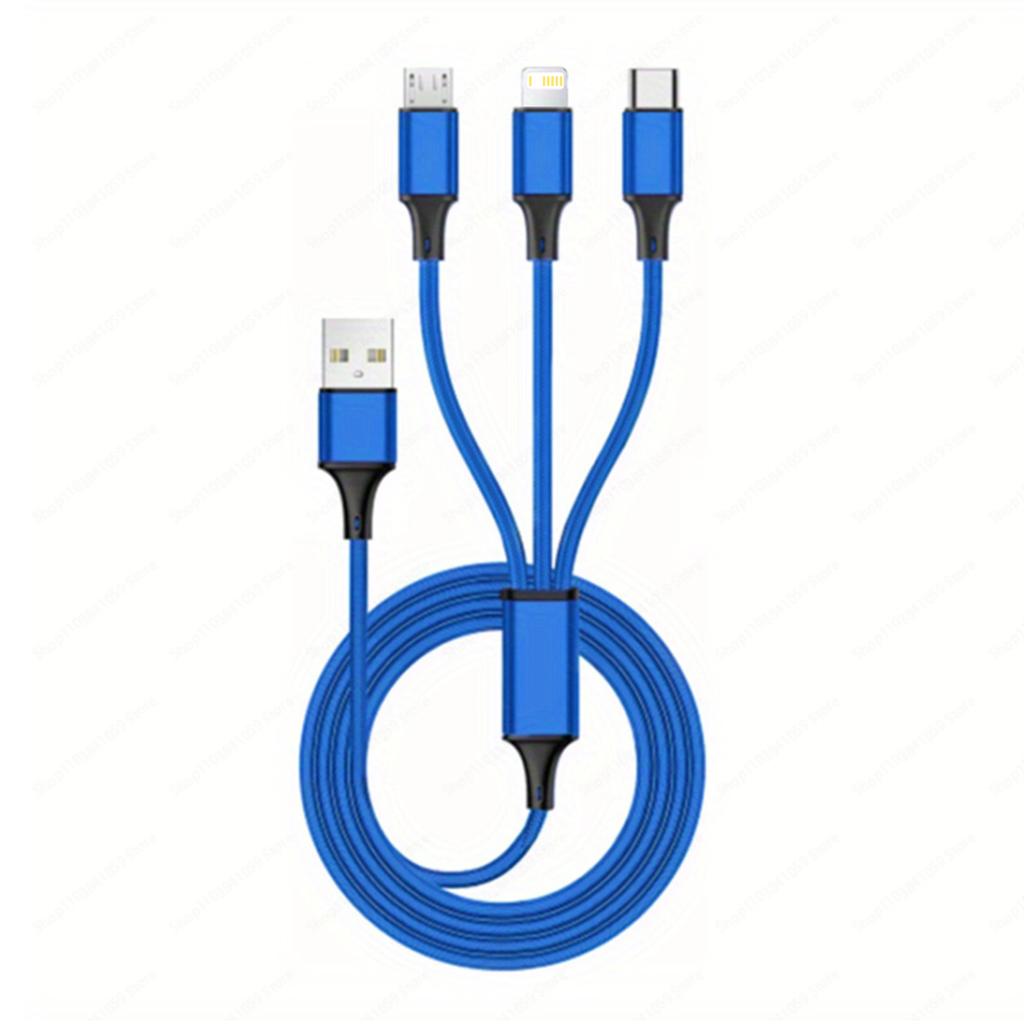 3 In 1 USB Type C Cable Phone Charge Cable Nylon Braided Universal Charging Cord For Iphone 16 15 14 13 12 Pro Max Xiaomi Huawei
