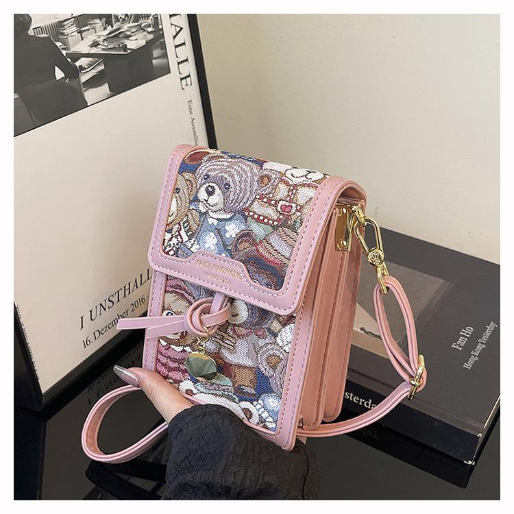 Katie Bear Women's Cartoon Phone Crossbody Bag - New Style Niche Shoulder Bag