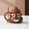 2026 Suitable Poop Expression Coffee Mug, Brown Poop Shape Ceramic Mug with Spoon, Funny and Cute Large Mug, Great Gift for Men and Women