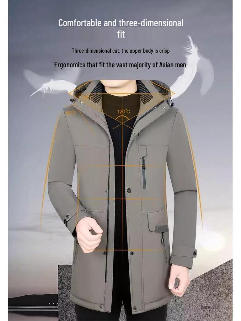 Мужская зимняя куртка Pierre Cardin 2025 с отстегивающейся подкладкой, на гусином пуху - Толстая, теплая, средней длины