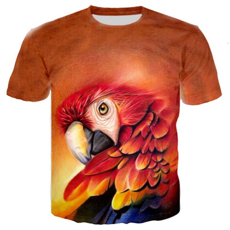 Fashion Fun Birds Parrot Graphic T Shirts Men Summer Casual Personality Animal Pattern Printed Short Sleeve Streetwear Tees Tops
