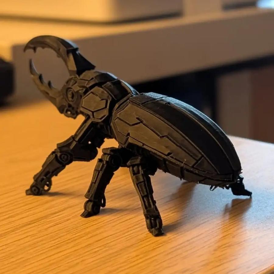 3D Printed Mechanical Hercules Beetle Model - Cyberpunk Style Robot Insect Figurine for Desk Decor & Collectible Gift