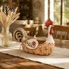 Country Style Tableware Holder Vintage Farmhouse Rooster Utensil Holder, Cooking Tool Caddy, Rustic Floral Resin Chicken Statue for Kitchen