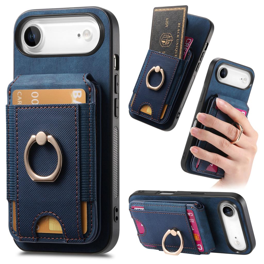 For iPhone Air Case Compatible with MagSafe Leather Back Cover with Detachable Card Holder Kickstand