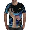 Летняя футболка с коротким рукавом, креативный аниме-топ свободного кроя с 3D-принтом для мужской одежды