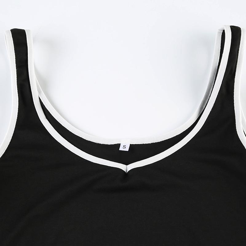 Тонкие комплекты шорт контрастного цвета для женщин. Летние облегающие укороченные топы без рукавов и повседневные спортивные шорты с высокой талией. Комплекты из 2 предметов. Женские наряды.