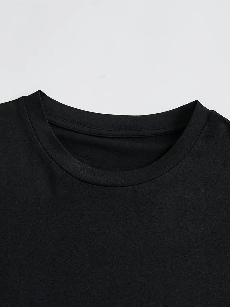 Unisex Nice Naughty Christmas Cartoon Letter Print T-shirt Casual Short Sleeve Crew Neck Summer Top Women's Clothing