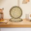 10Pcs Round Wood Grain Paper Tray Food Grade Paper Dinner Plates Decorative Picnic Party Tableware Decoration