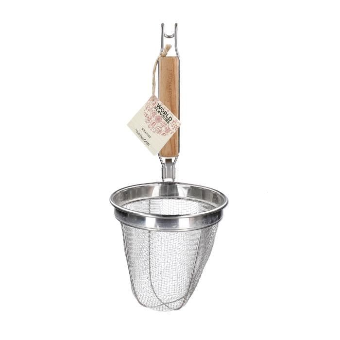 Panier À Nouilles-Petite Passoire En Acier Inoxydable Avec Manche En Bois Eucalyptus KitchenCraft