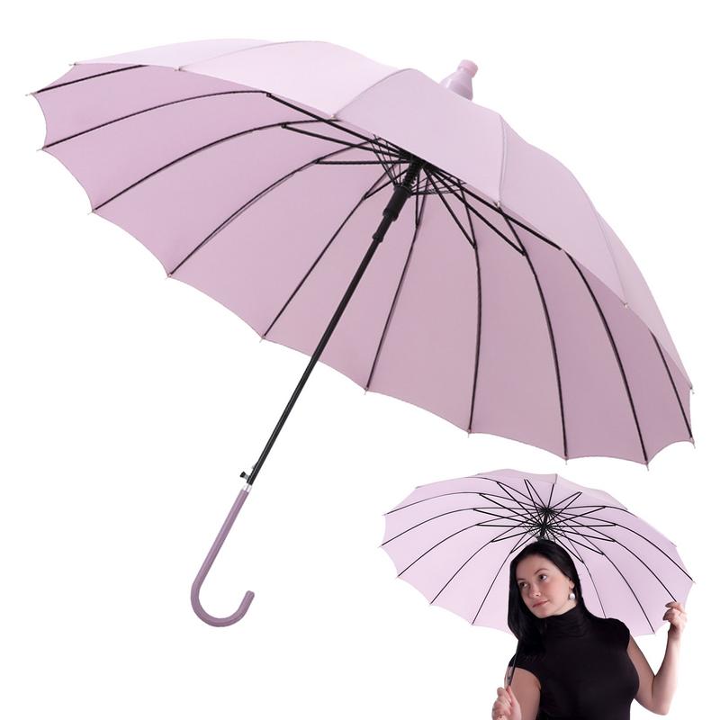 Автоматический зонт 16 спиц Ветрозащитный зонт 33,4 дюйма длиной Водонепроницаемый купол Ручка-трость Купол для дождливых дней