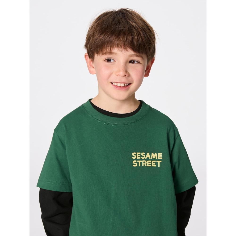 GU by Uniqlo Детская футболка-поло унисекс с рисунком Sesame sT