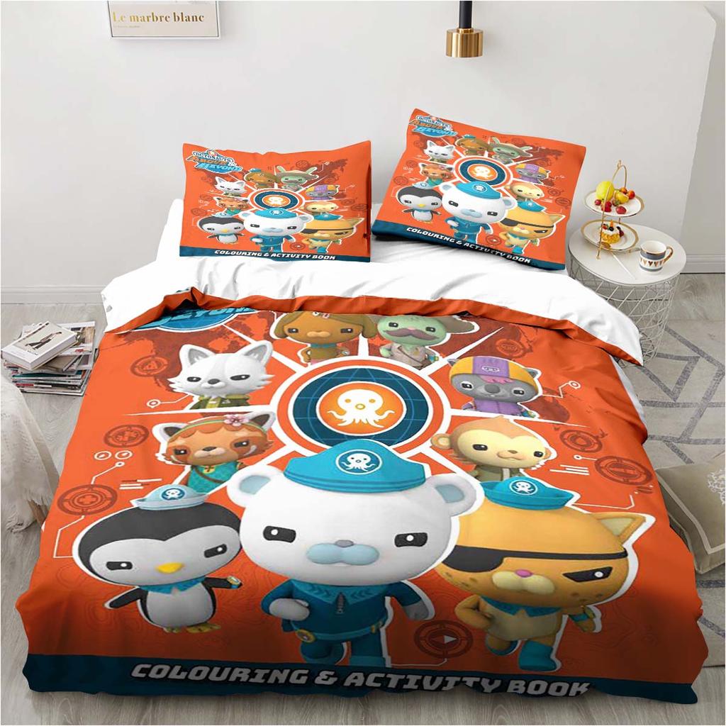 Комплект постельного белья с героями мультфильма «Октонавты» для спальни, комплект из трех предметов, односпальная кровать, двуспальная кровать размера «king size», пододеяльник и наволочка, детский подарок