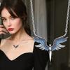 Women Necklace Rhinestones Angle Wing Shape Pendant Choker Necklace Adjustable Extended Chain Necklace Clothing Accessories