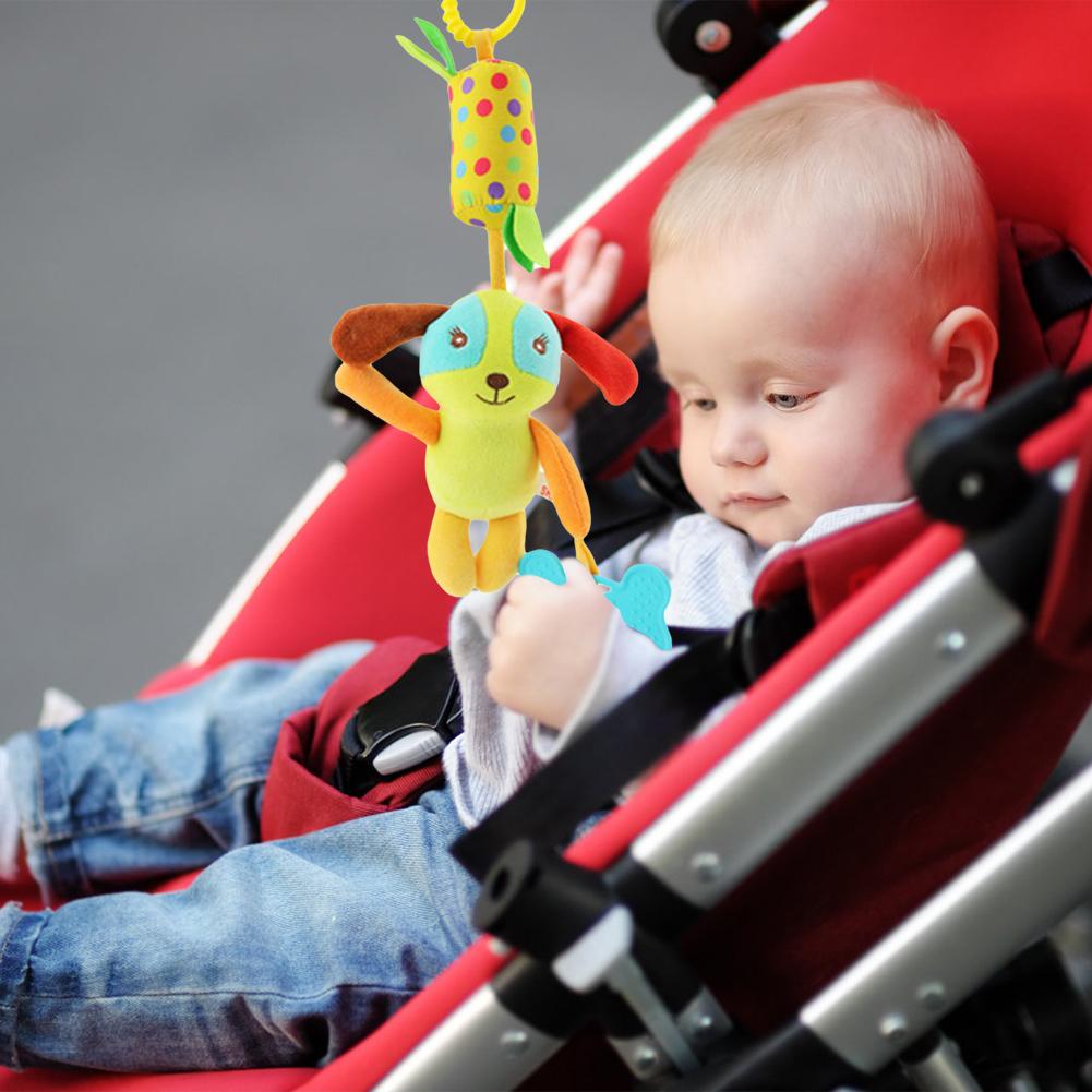 3Pcs Baby Soft Hanging Rattle Squeaky Toy Baby Crib Hanging Toy Gentle Plush Animal Rattle