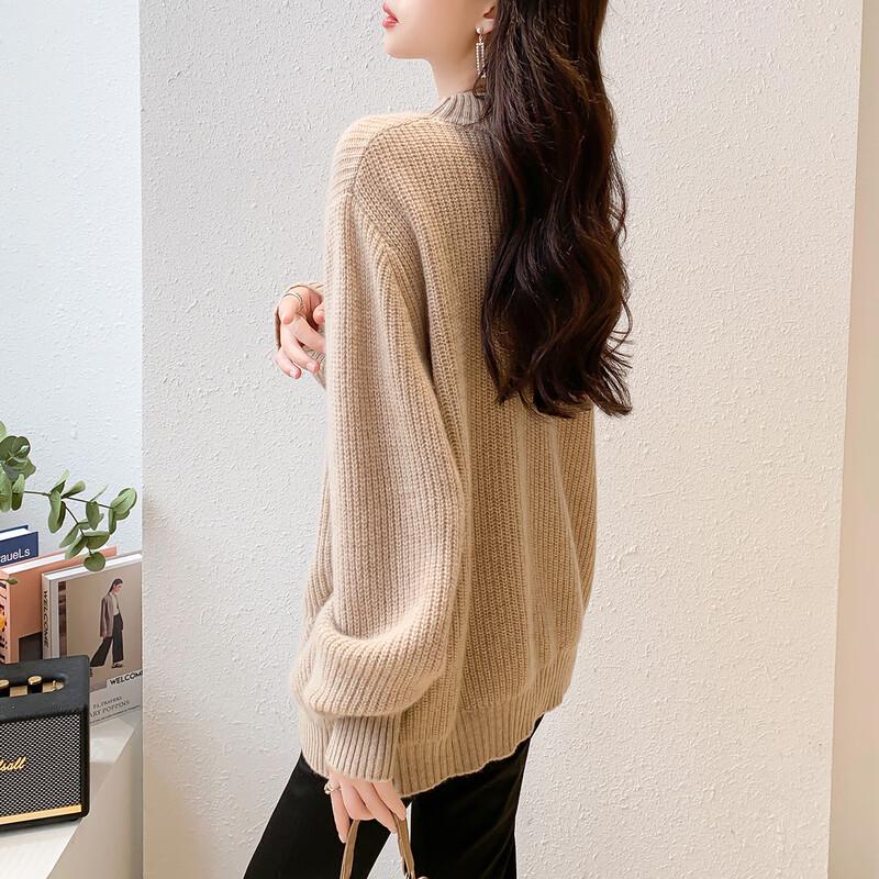 Mokana Women's Semi-High Collar Cashmere Sweater