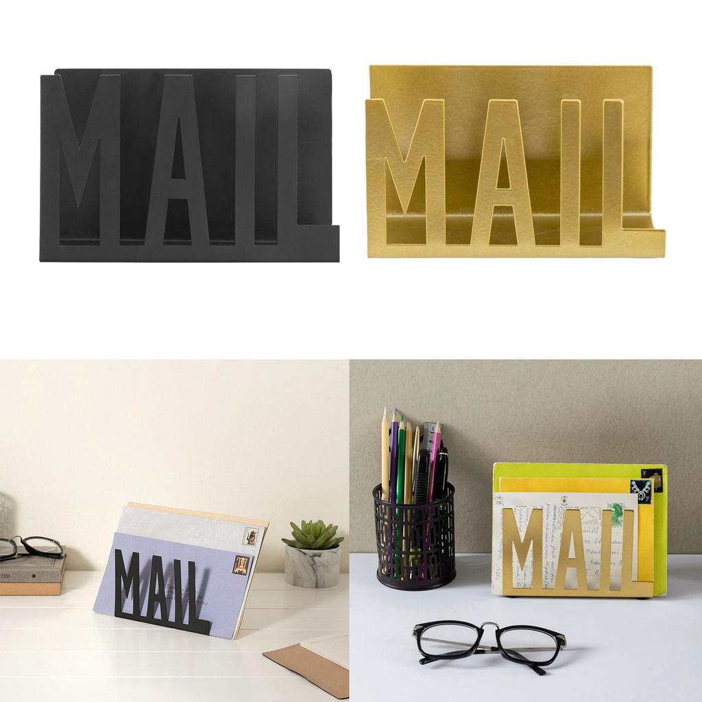 Elegant Iron Mail Sorter Metal Cutout Desktop Envelope Organizer Efficient Document Storage Rack for Home or Office
