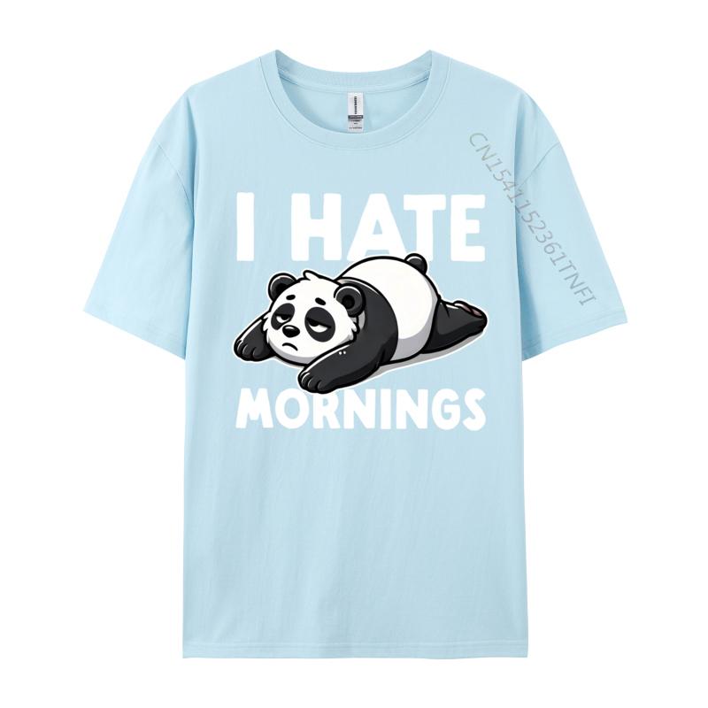 I Hate Mornings Bear Not A Morning Bear Funny Panda Tops Shirts Printed T Shirt Rife Printing Cotton Unisex Tshirts Printing
