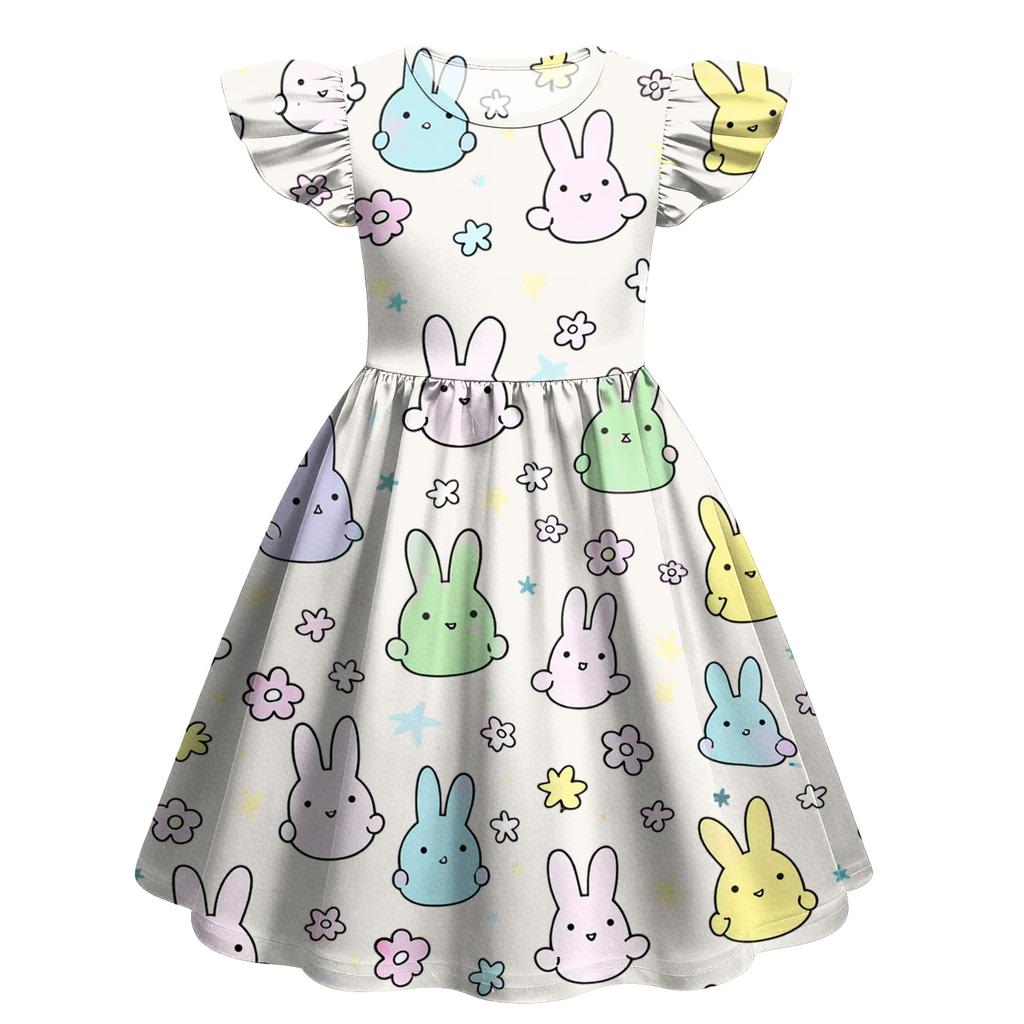 Детское модное повседневное платье с рукавами-крылышками