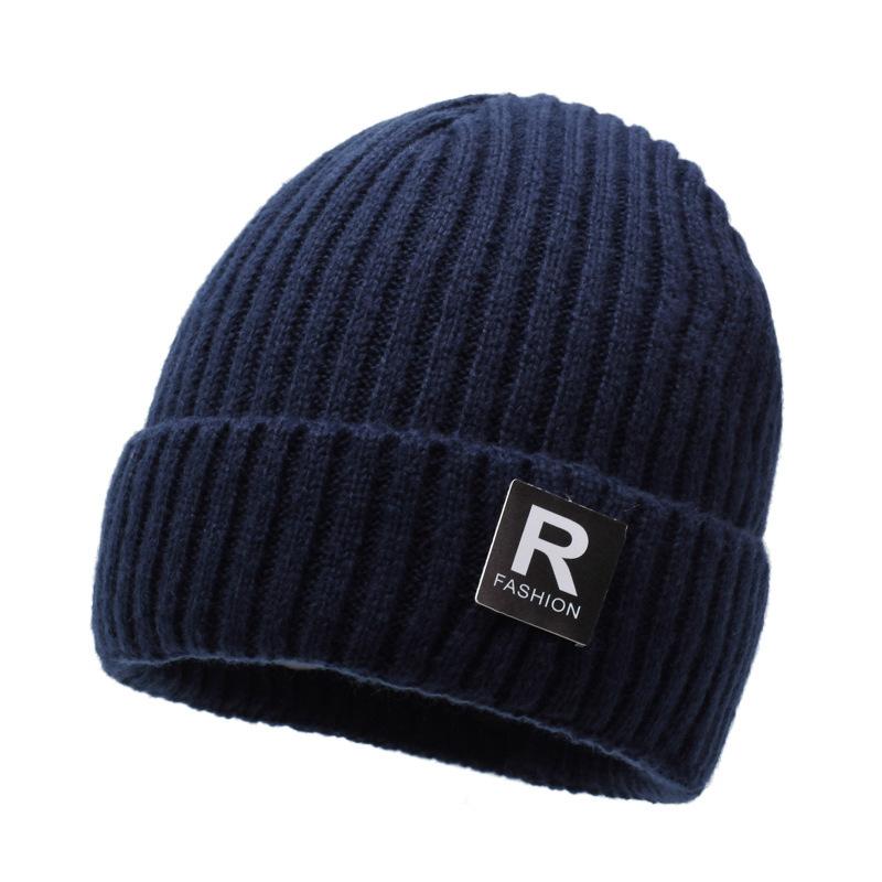 Men's fleece-lined thickened warm hat - outdoor cycling cold weather knit beanie - plush wool hat