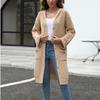 2024 Autumn/Winter V-neck Knitted Cardigan: European & American Women's Loose Solid Color Sweater Fashion.